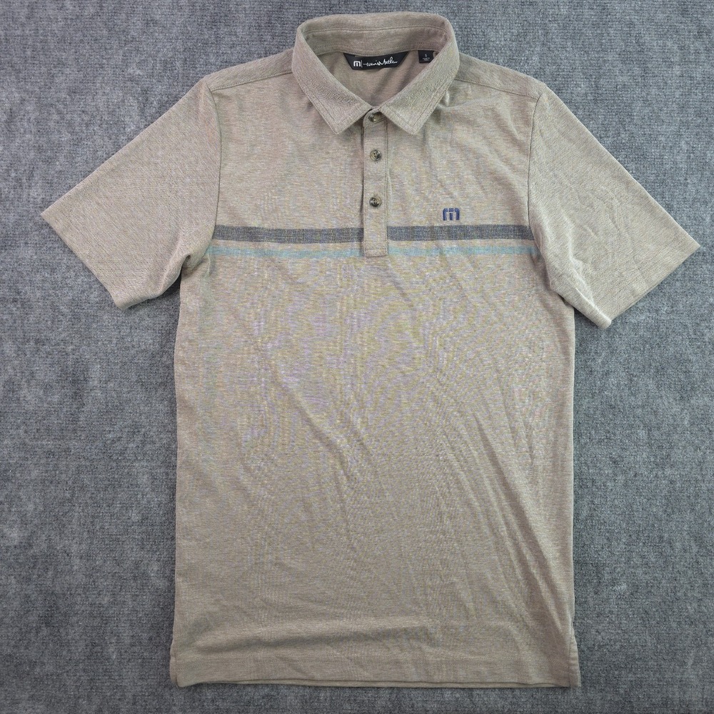 Travis Mathew Polo Small Brown Solid Short Sleeve Golf Shirt Pima‎ Cotton Poly